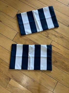 Striped Navy and White Decorative Pillow Covers -